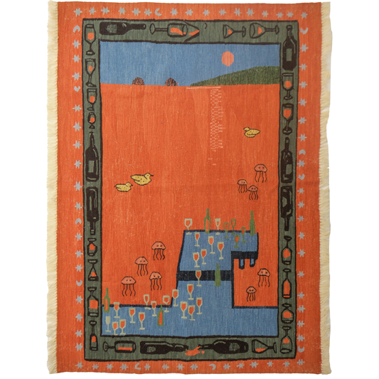 "SUNSET AT THE PIER", by Vardal Caniş Su, Handwoven Rug